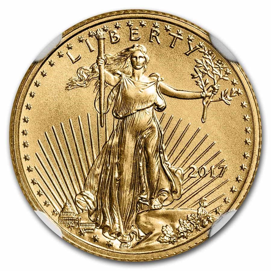 2017 1/10 oz American Gold Eagle MS-70 NGC (Eagle Label, FR)
